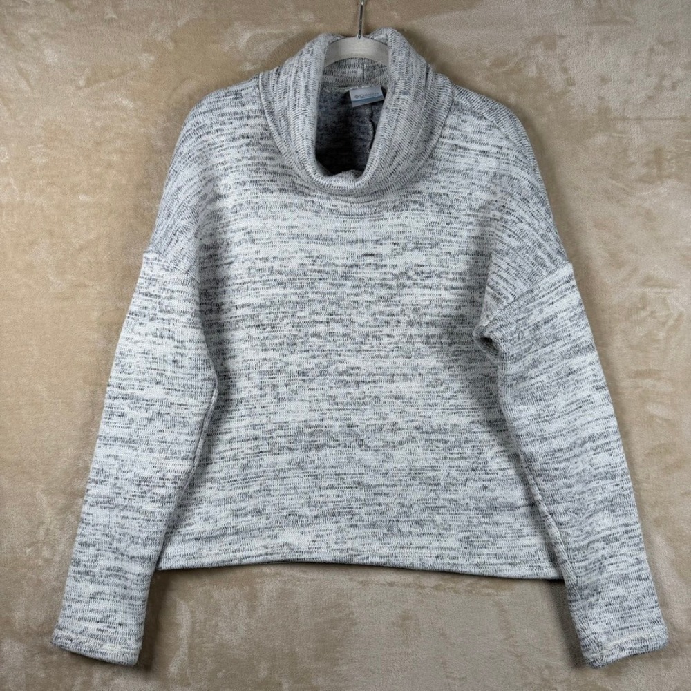 Columbia Womens M Grey Space Dye Cowl Neck Sweater Outdoor Cabin Cozy Winter
